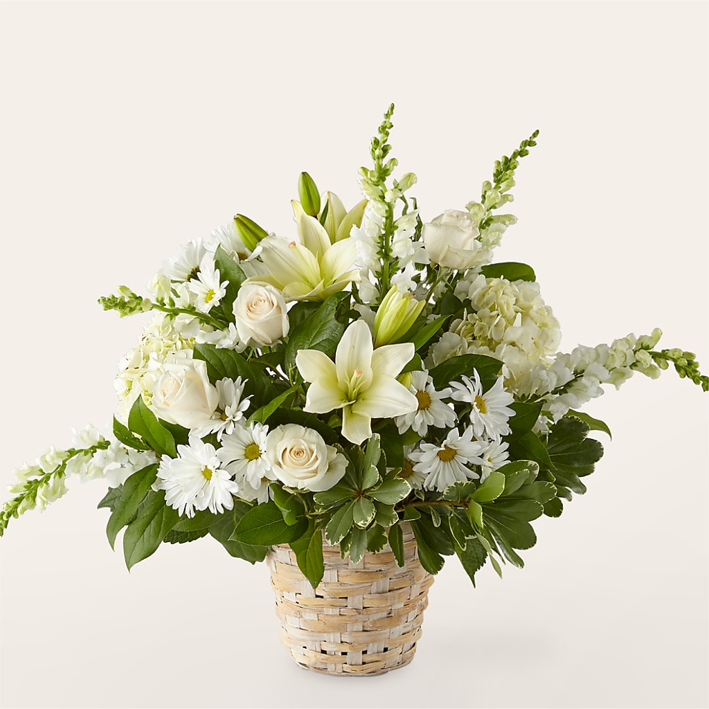 Ivory Elegance Floral Basket – Samantha Rose Designs, Marietta GA