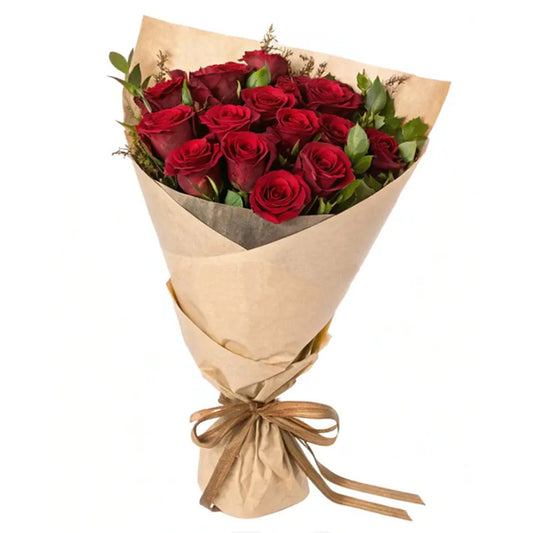 Wrapped Red Roses
