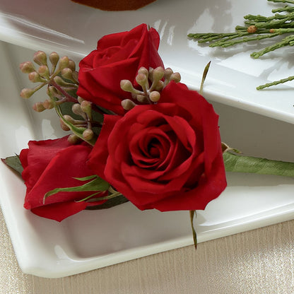 Red Spray Rose Boutonniere –  Samantha Rose Designs, Marietta GA